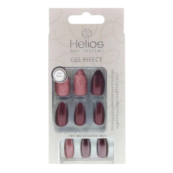 Helios Burgandy Press-On Nails Glossy Finish - Picture 1 of 4